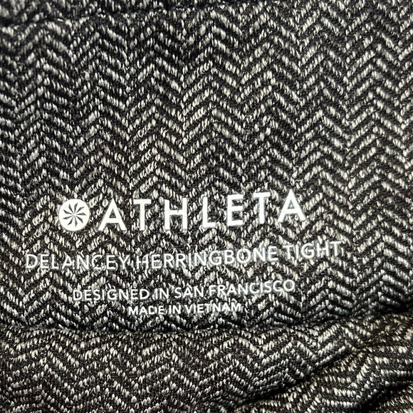 Athleta Gray Delaney Herringbone Pants Women’s Large Fitted Textured Leggings - Picture 2 of 16
